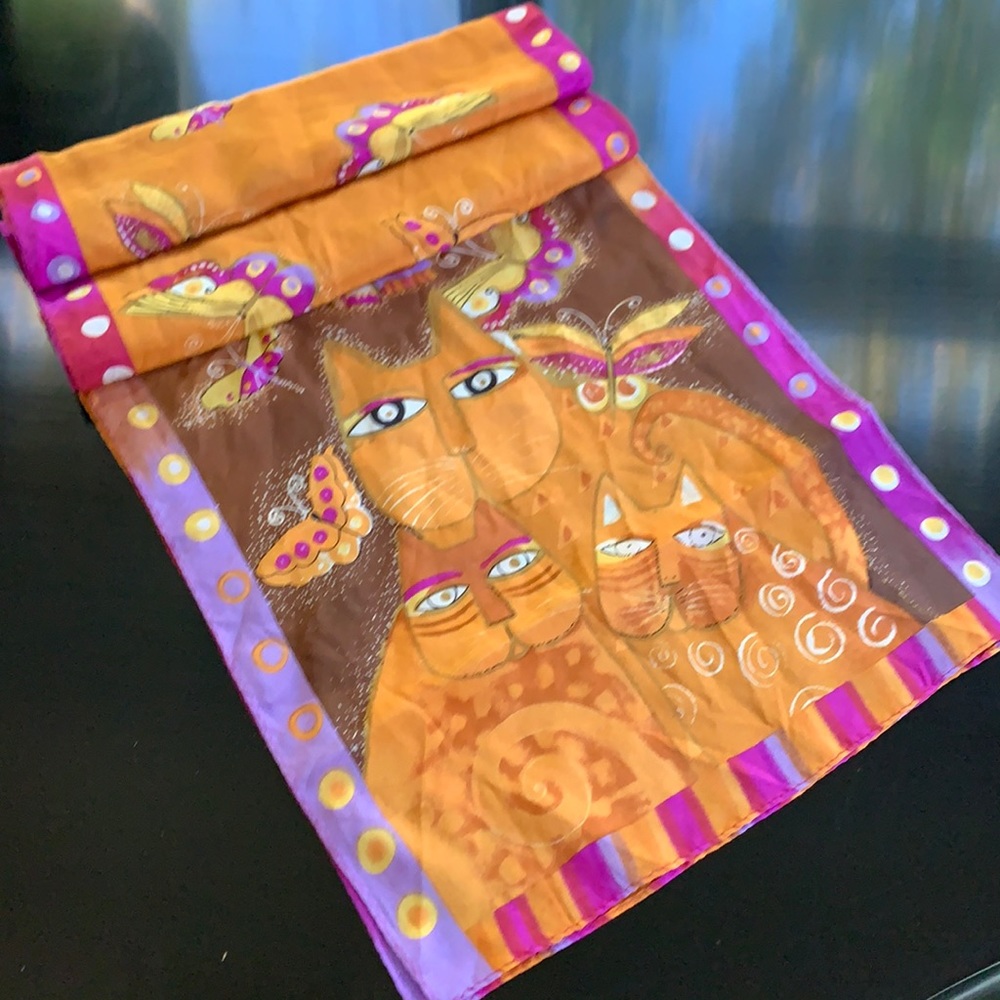 100% Silk Scarf Cats family Amazing Gift